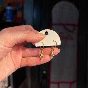 Gold Mushroom Charm Hoop Earrings - Women Jewelry Earrings